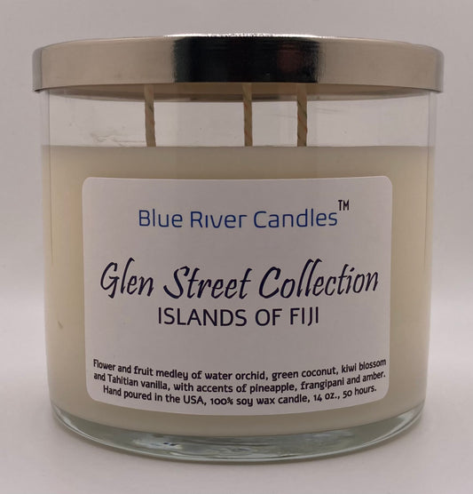 This Glen Street Collection in Islands of Fiji is a medley of flowers and fruits fragrance highlighted by water orchid, green coconut, kiwi blossoms and Tahitian vanilla, and accented by pineapple, frangipani and amber.